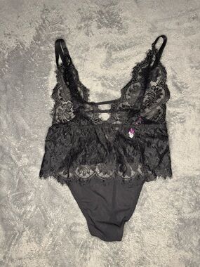 Adore Me Black Lace Bodysuit